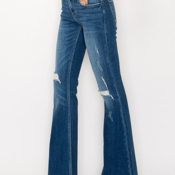 Low Rise stretch Vintage Flare Jeans - Picture 9 of 10